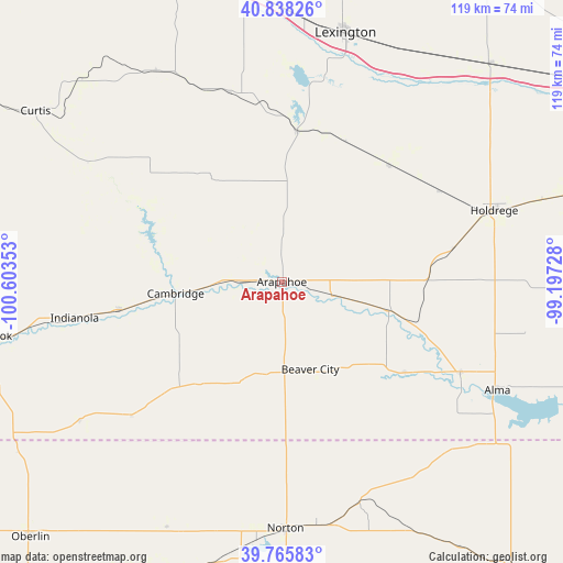 Arapahoe on map