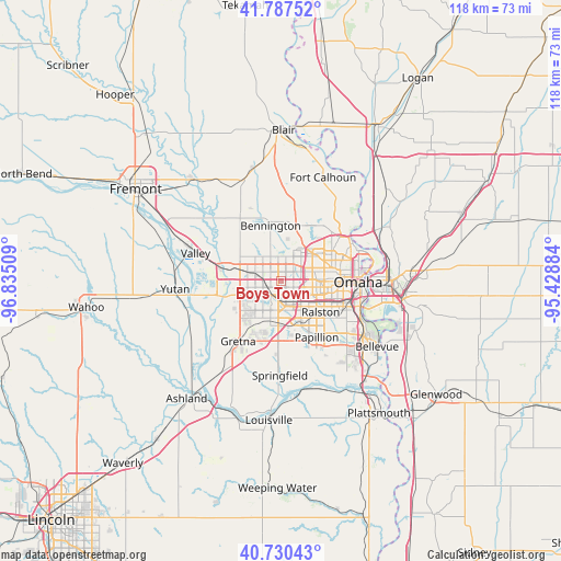 Boys Town on map