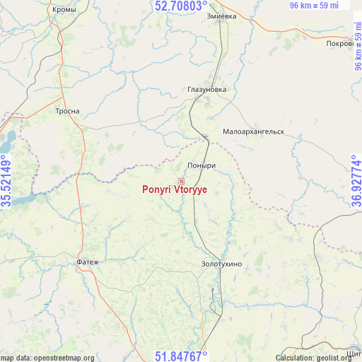 Ponyri Vtoryye on map