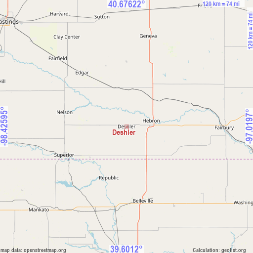 Deshler on map