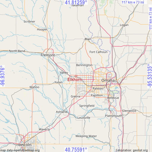 Elkhorn on map