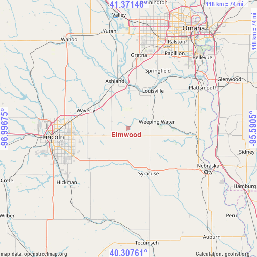 Elmwood on map