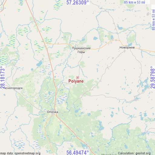 Polyane on map