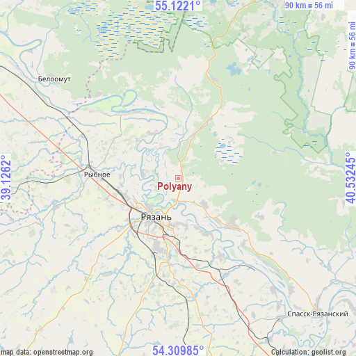 Polyany on map