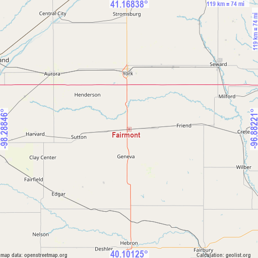 Fairmont on map