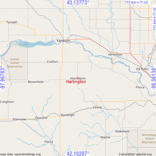 Hartington on map