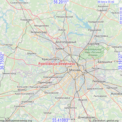 Pokrovskoye-Streshnëvo on map
