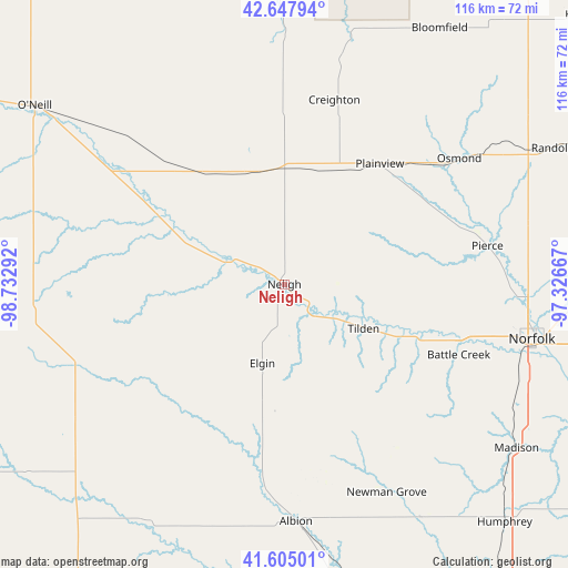 Neligh on map