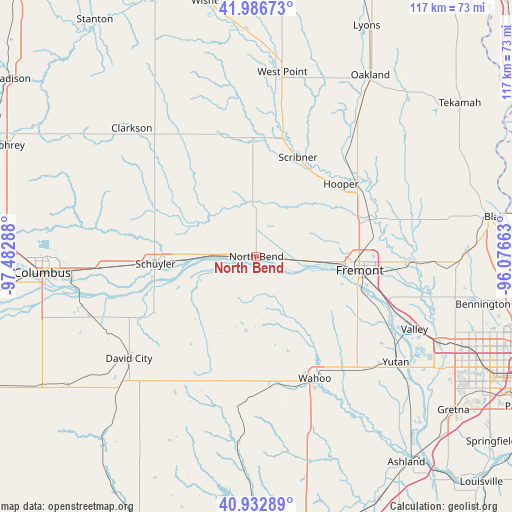 North Bend on map