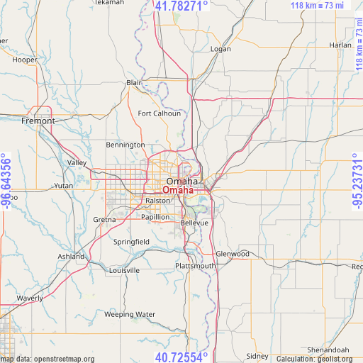 Omaha on map