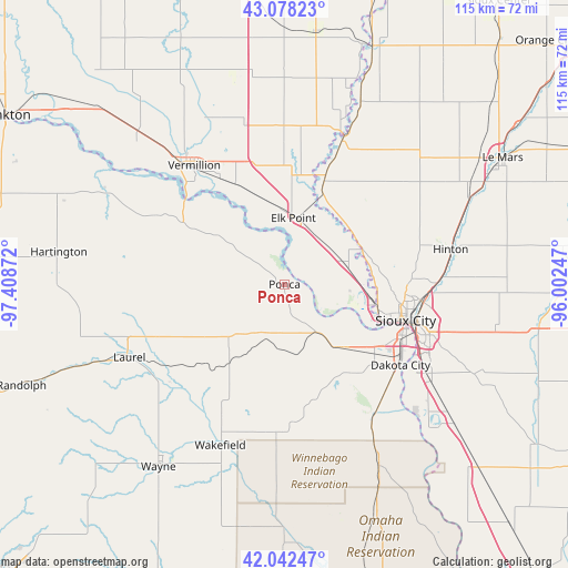 Ponca on map