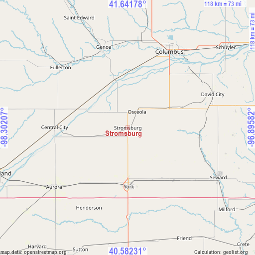 Stromsburg on map