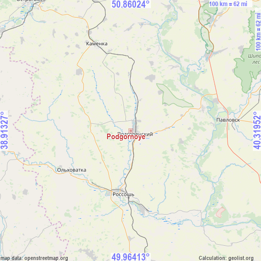 Podgornoye on map