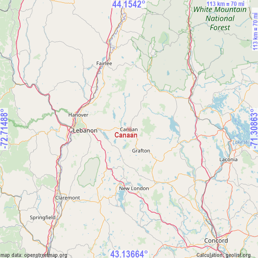 Canaan on map