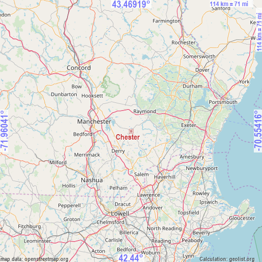 Chester on map