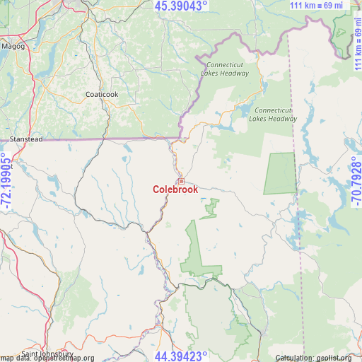 Colebrook on map