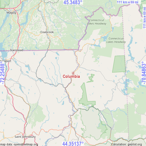 Columbia on map