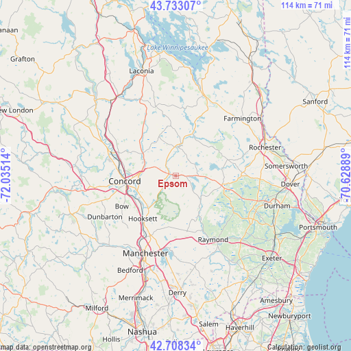 Epsom on map