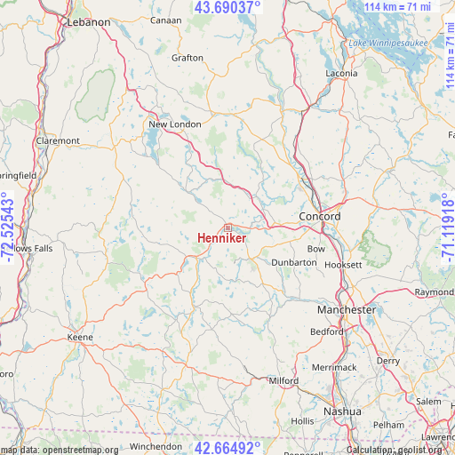 Henniker on map