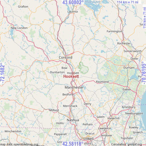 Hooksett on map