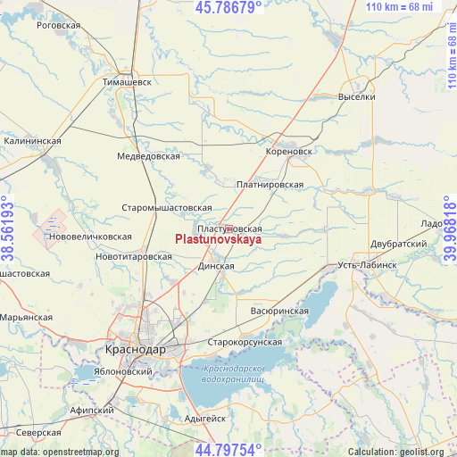 Plastunovskaya on map