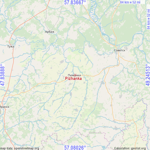 Pizhanka on map