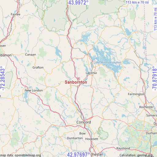 Sanbornton on map