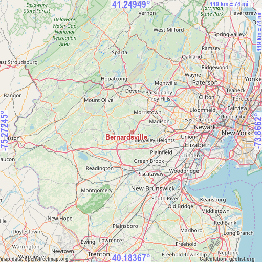 Bernardsville on map