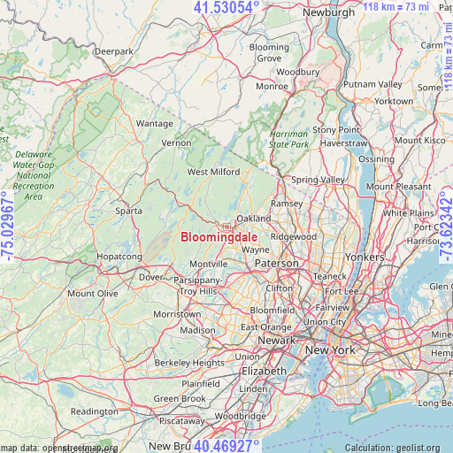 Bloomingdale on map