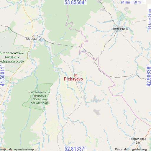 Pichayevo on map