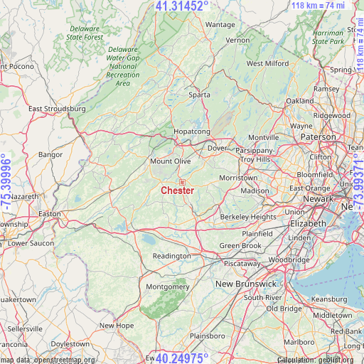 Chester on map