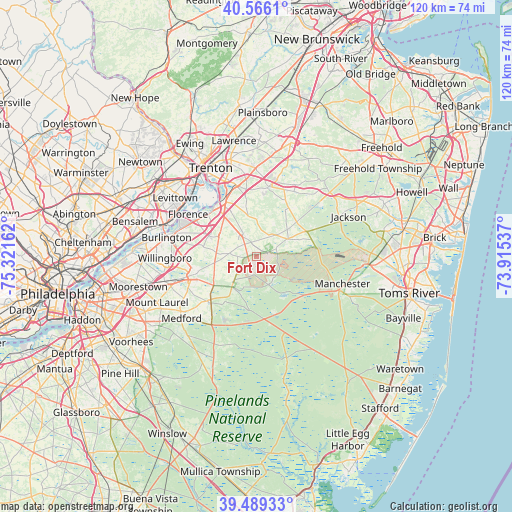 Fort Dix on map