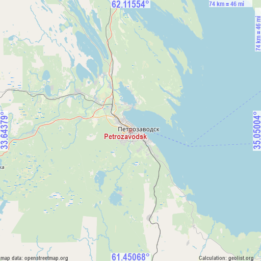 Petrozavodsk on map