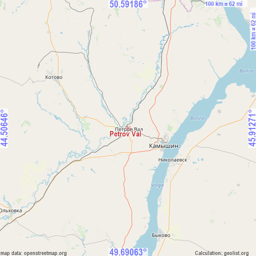 Petrov Val on map