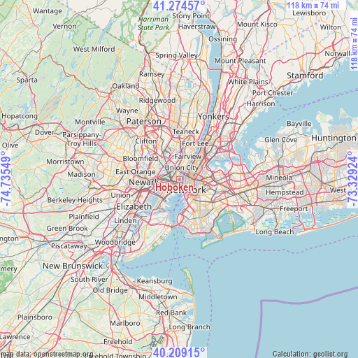 Hoboken on map