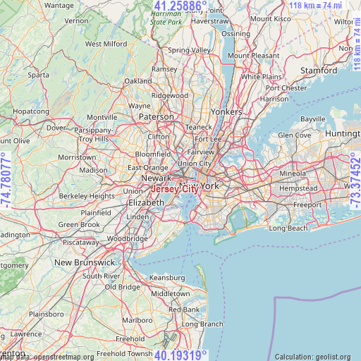 Jersey City on map