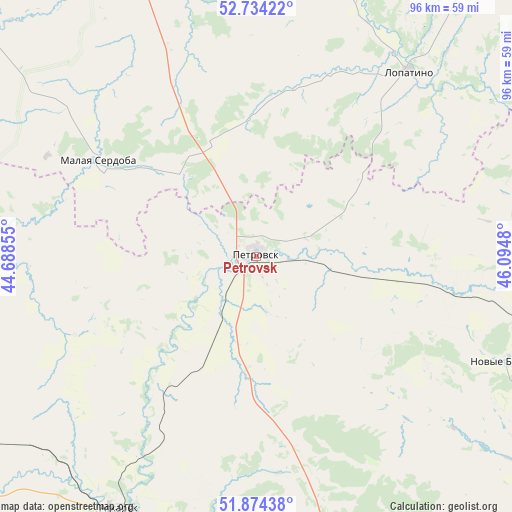 Petrovsk on map