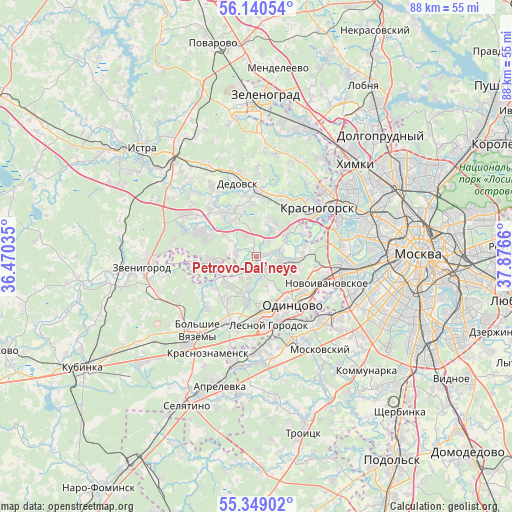 Petrovo-Dal’neye on map