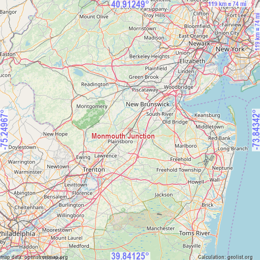 Monmouth Junction on map