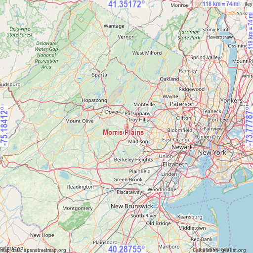 Morris Plains on map