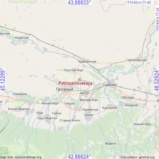 Petropavlovskaya on map