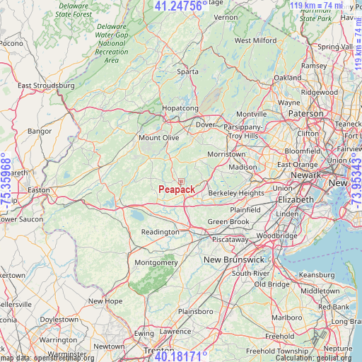 Peapack on map