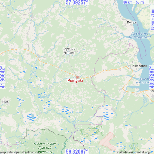 Pestyaki on map