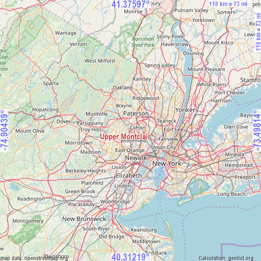 Upper Montclair on map