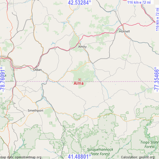 Alma on map