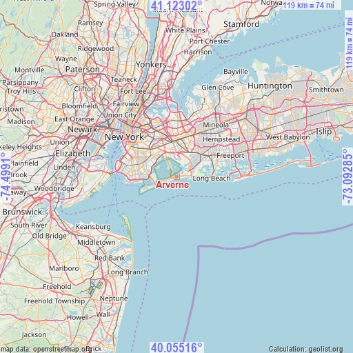 Arverne on map