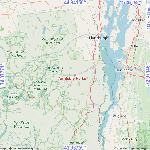 Au Sable Forks on map