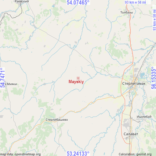 Mayskiy on map