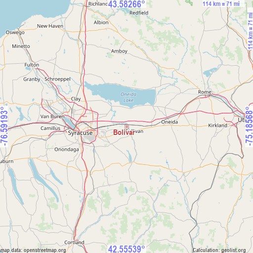 Bolivar on map