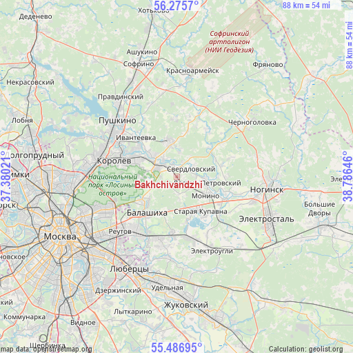 Bakhchivandzhi on map